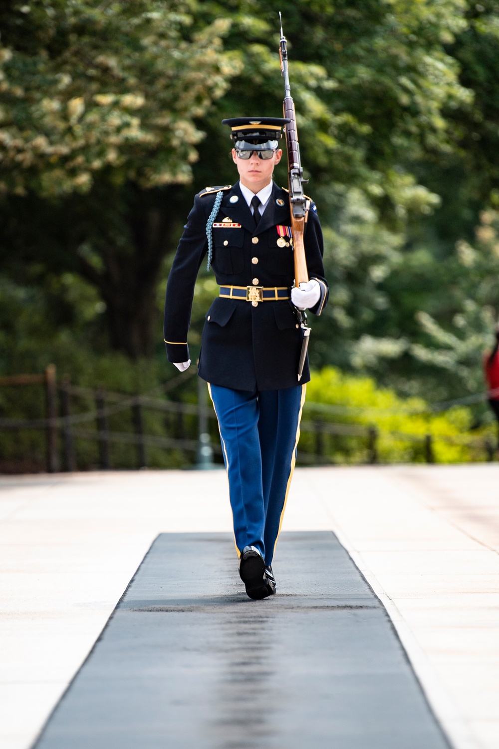 Tomb Guard U.S. Army Pfc. Jessica Kwiatkowski Walks the Mat at the Tomb of the Unknown Soldier