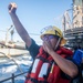 BMSN Burton Shouts a Command Aboard USS Antietam (CG 54)