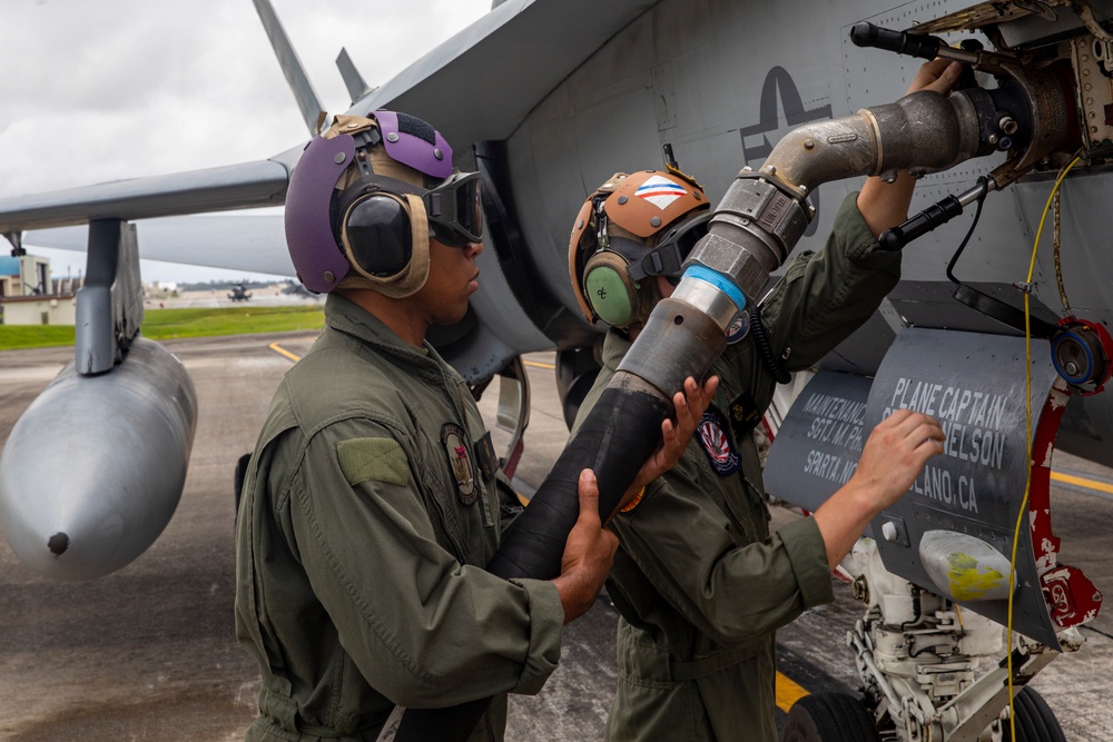 Topping Off; VMFA-115 conducts hot pit refueling at MCAS Futenma