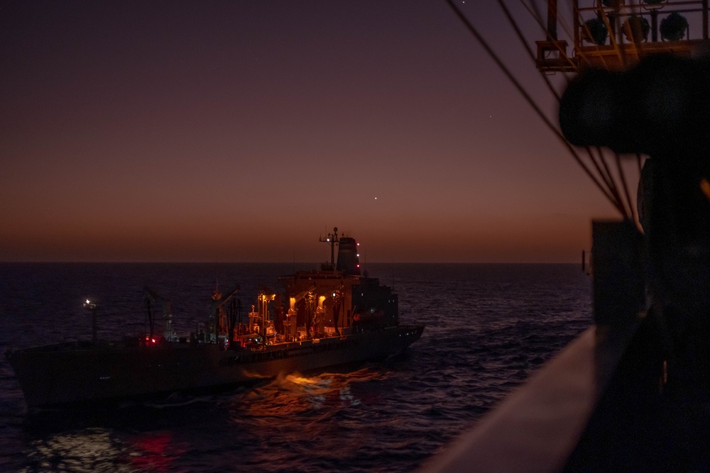 USS Ronald Reagan (CVN 76) conducts fueling-at-sea with USNS Rappahannock (T-AO 204)