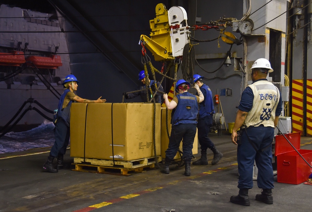 USS Ronald Reagan (CVN 76) conducts fueling-at-sea with USNS Rappahannock (T-AO 204)