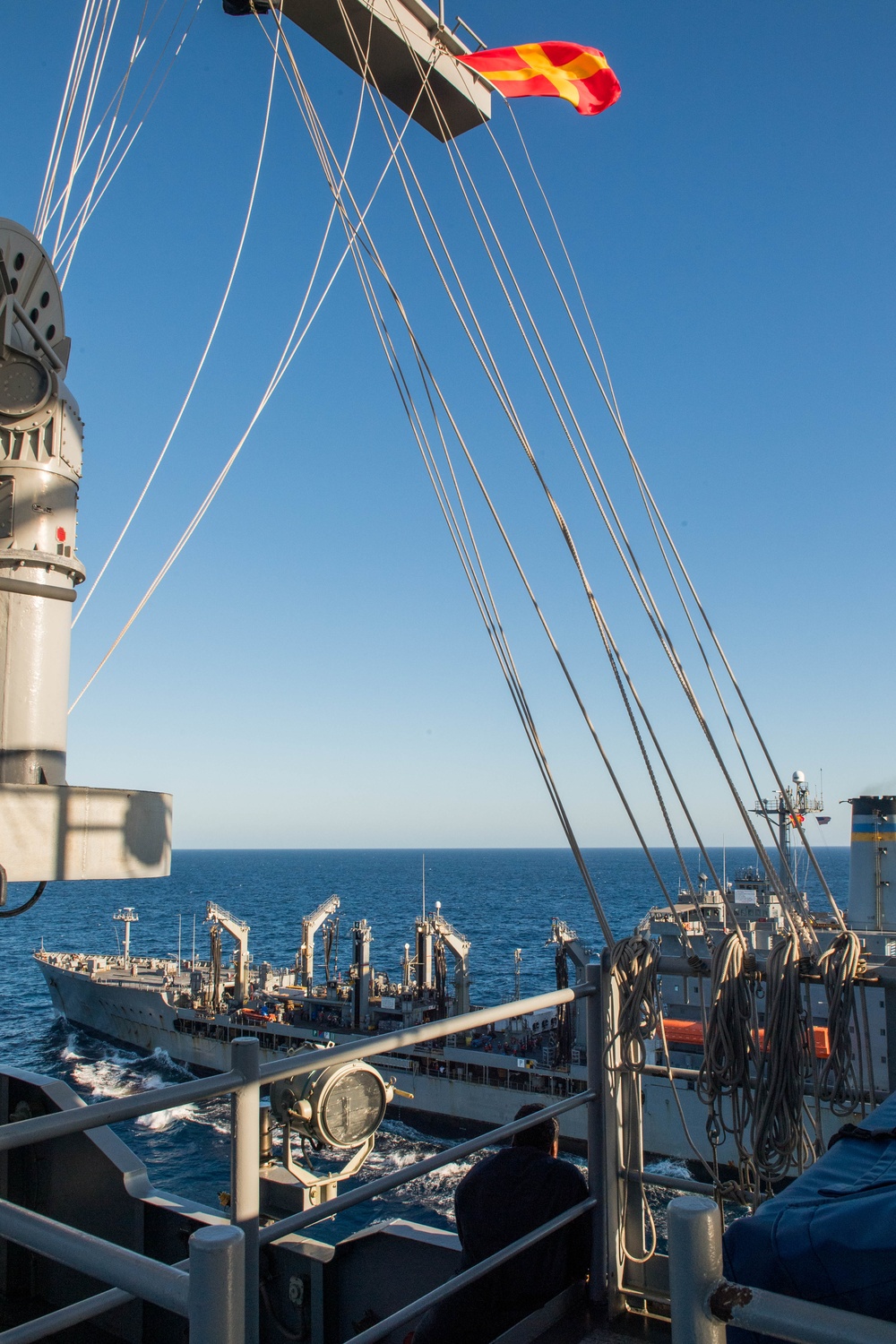 USS Ronald Reagan (CVN 76) conducts fueling-at-sea with USNS Rappahannock (T-AO 204)