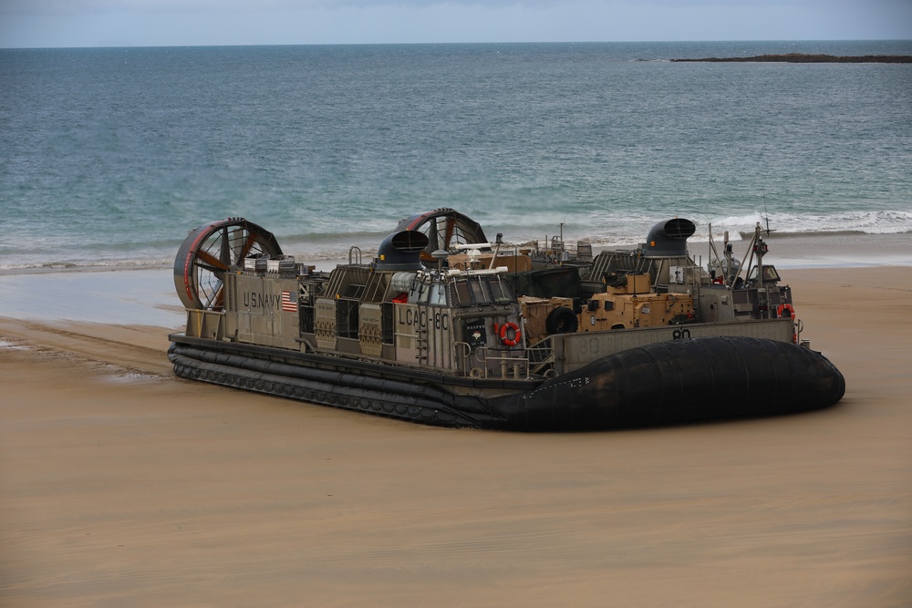 Landing Craft Air Cushion 80 Deflates At Stanage Bay during Amphibious Landing Training