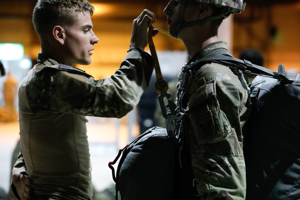 Airborne U.S Army Infantrymen and Australian Defence Force Execute a Tactical Night Jump during Talisman Sabre 23