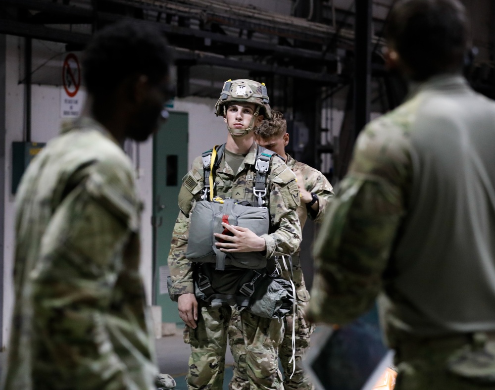 Airborne U.S Army Infantrymen and Australian Defence Force Execute a Tactical Night Jump during Talisman Sabre 23