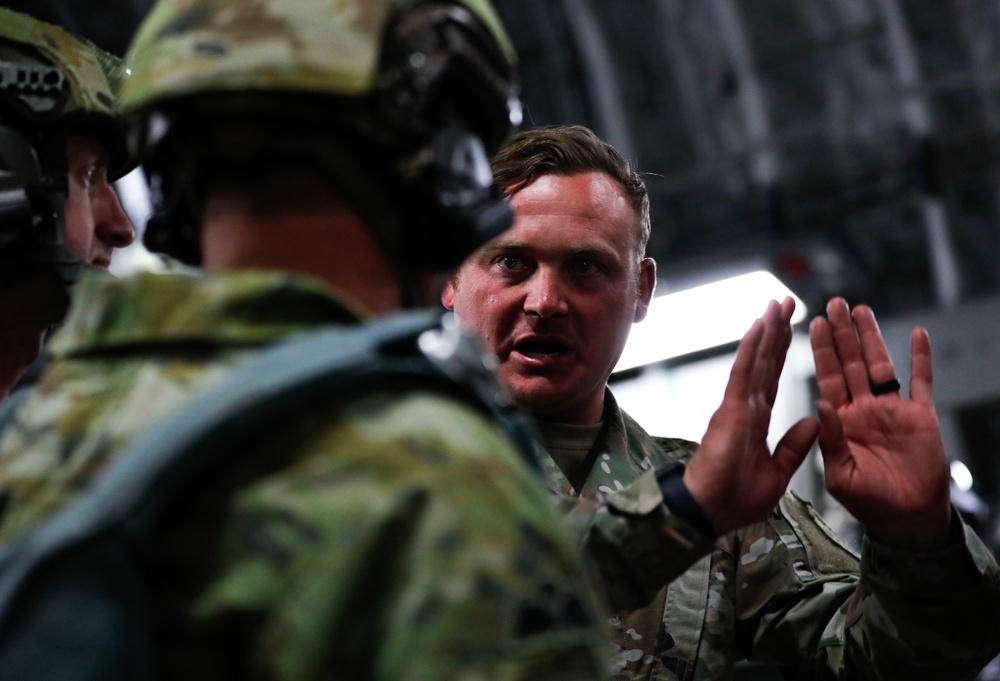 Airborne U.S Army Infantrymen and Australian Defence Force Execute a Tactical Night Jump during Talisman Sabre 23