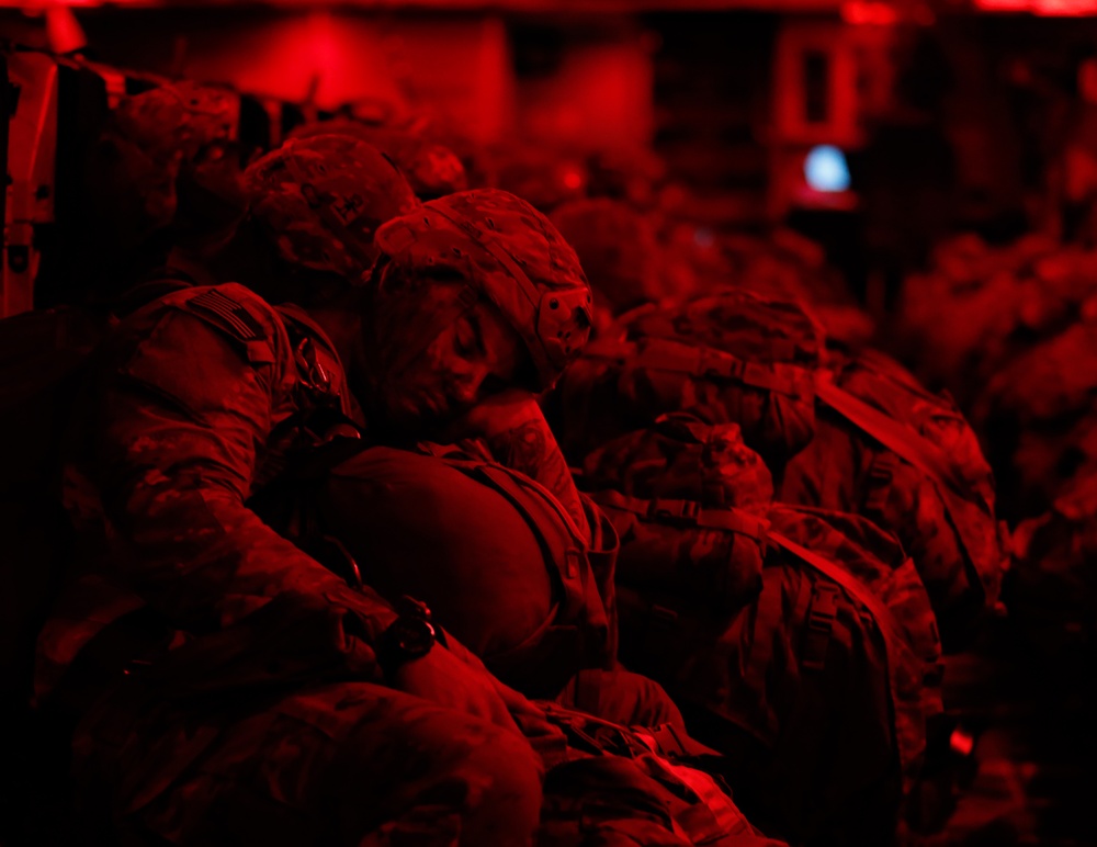 Airborne U.S Army Infantrymen and Australian Defence Force Execute a Tactical Night Jump during Talisman Sabre 23