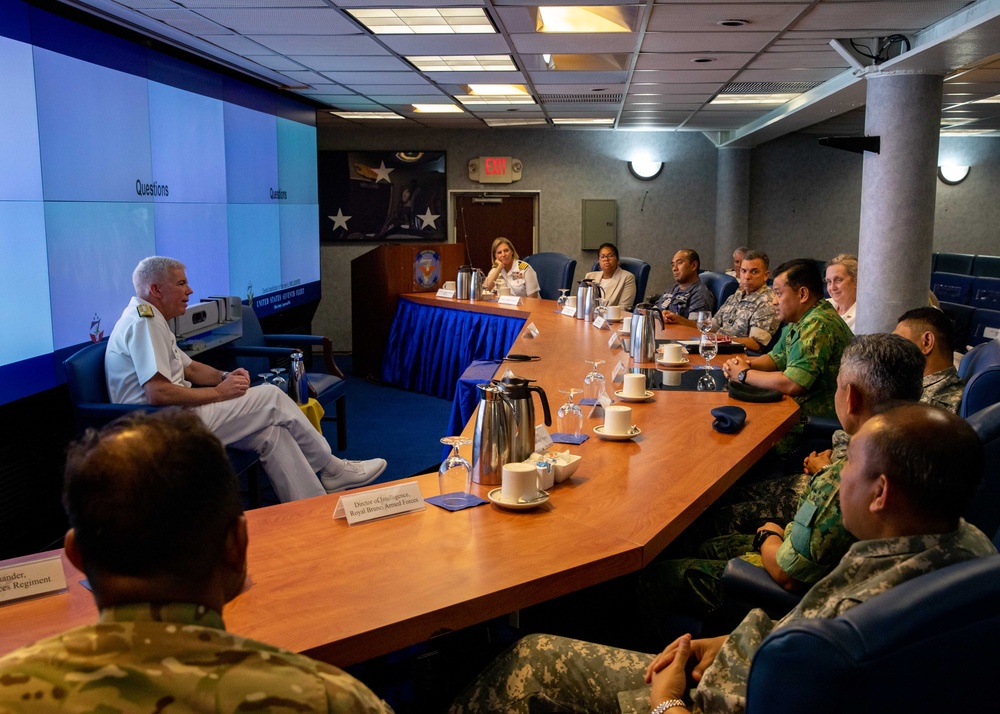 U.S. 7th Fleet meets with leaders from the Royal Brunei Armed Forces during key leader engagements aboard USS Blue Ridge (LCC 19)