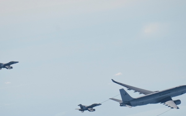 USAF KC-46A Pegasus Refuels RAAF F-35 Lightning