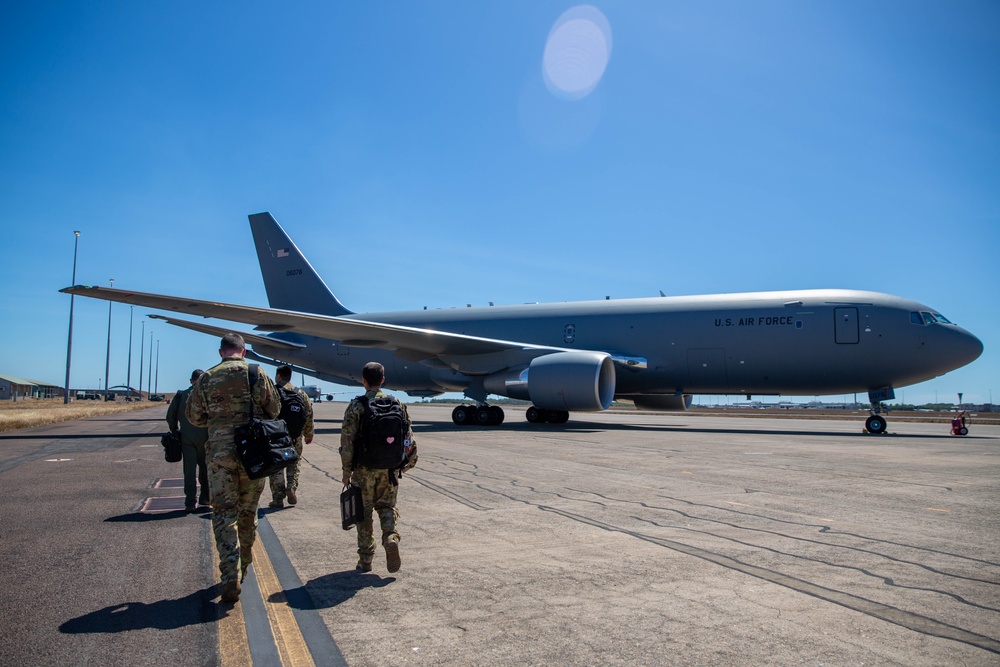 USAF KC-46A Pegasus Refuels RAAF F-35 Lightning