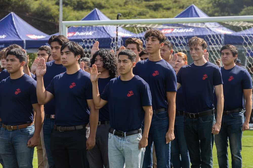 Marine Corps Poolees Swear In at Torero Stadium