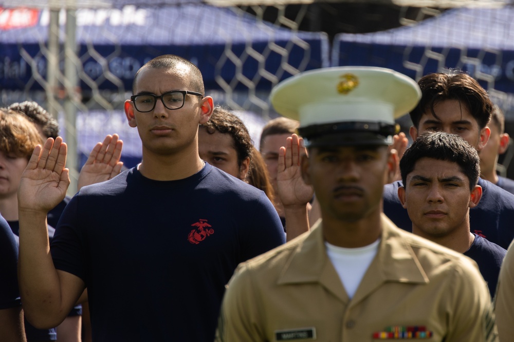 Marine Corps Poolees Swear In at Torero Stadium