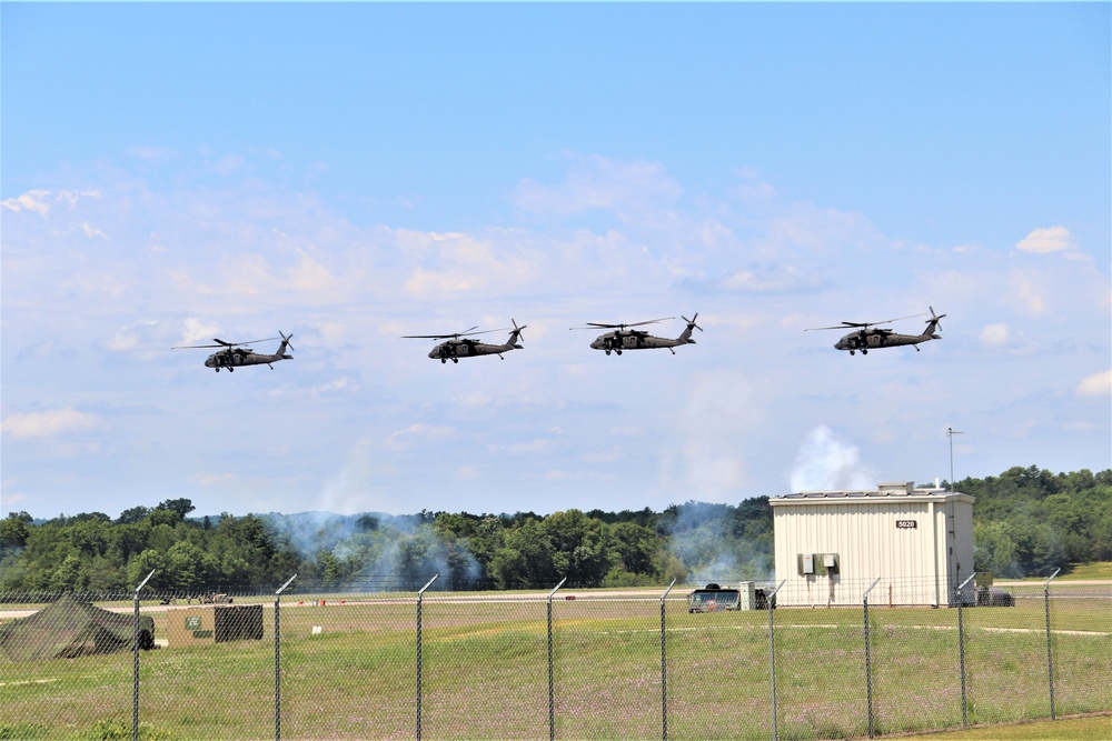 Wisconsin’s Air National Guard, Army National Guard combine in practice show at airport at Fort McCoy