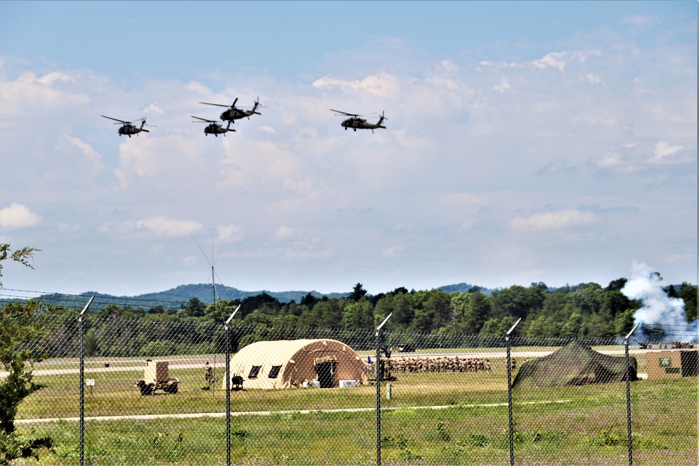 Wisconsin’s Air National Guard, Army National Guard combine in practice show at airport at Fort McCoy