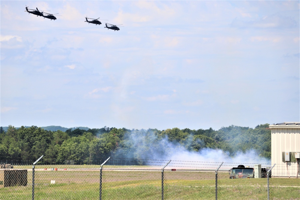 Wisconsin’s Air National Guard, Army National Guard combine in practice show at airport at Fort McCoy