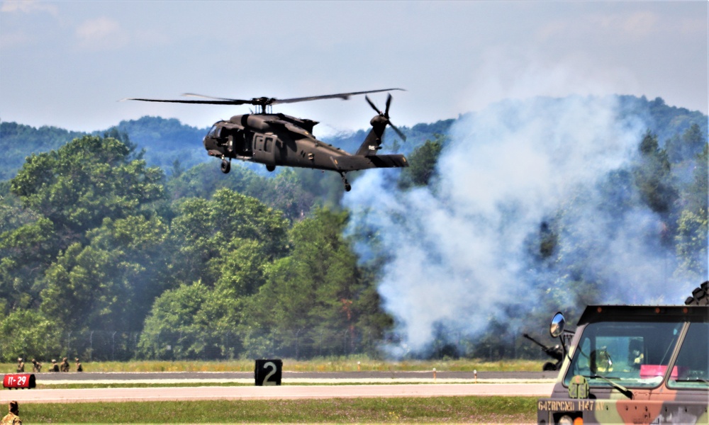 Wisconsin’s Air National Guard, Army National Guard combine in practice show at airport at Fort McCoy