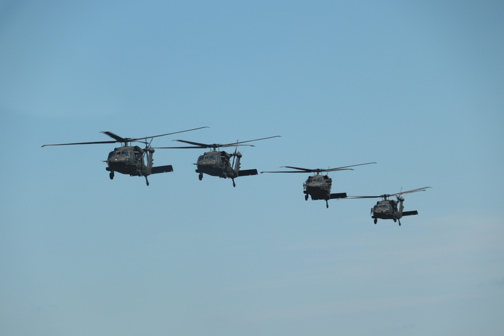 Wisconsin’s Air National Guard, Army National Guard combine in practice show at airport at Fort McCoy