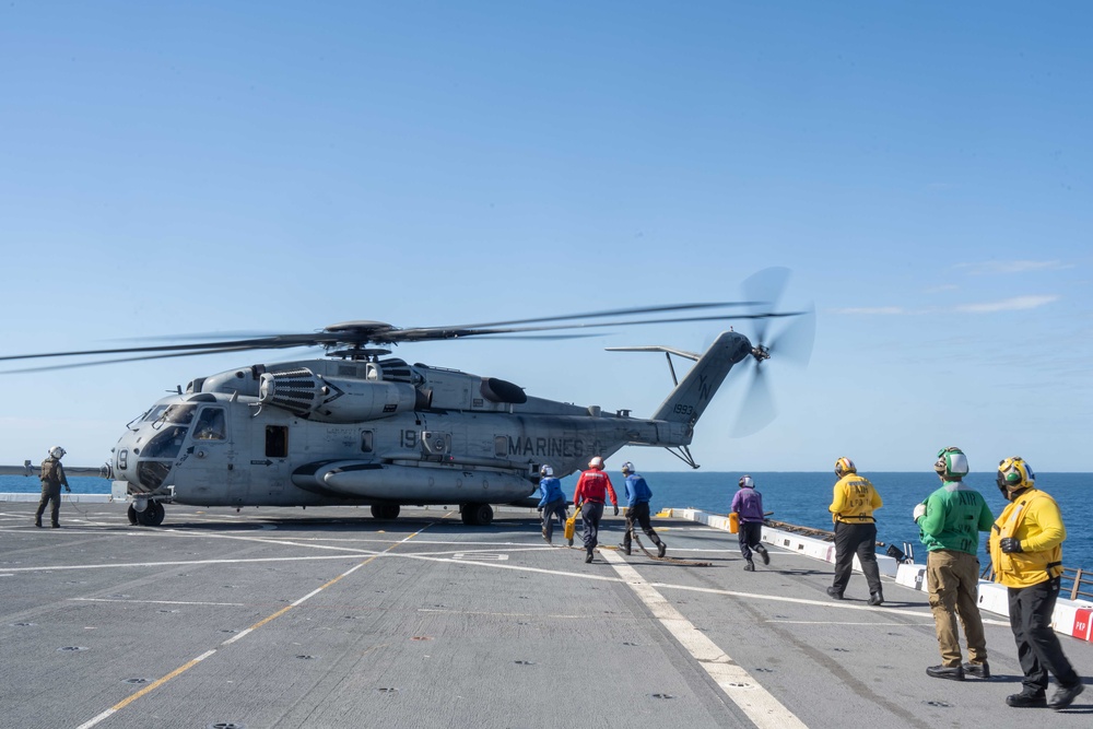 Flight Operations with a Super Stallion from the 31st MEU's Air Combat Element aboard USS New Orleans July 21, 2023