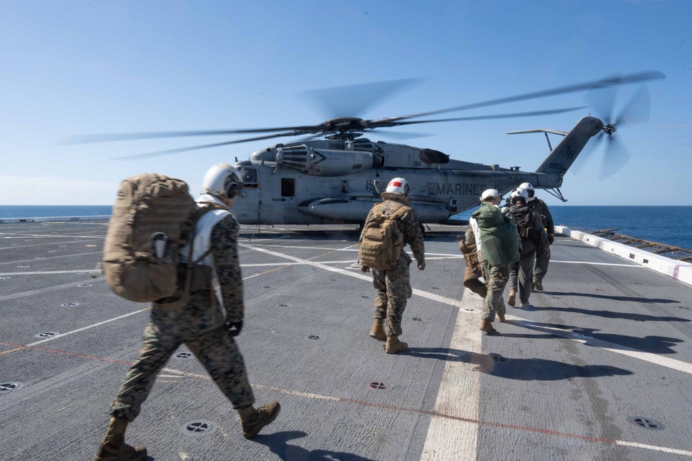 Flight Operations with a Super Stallion from the 31st MEU's Air Combat Element aboard USS New Orleans July 21, 2023