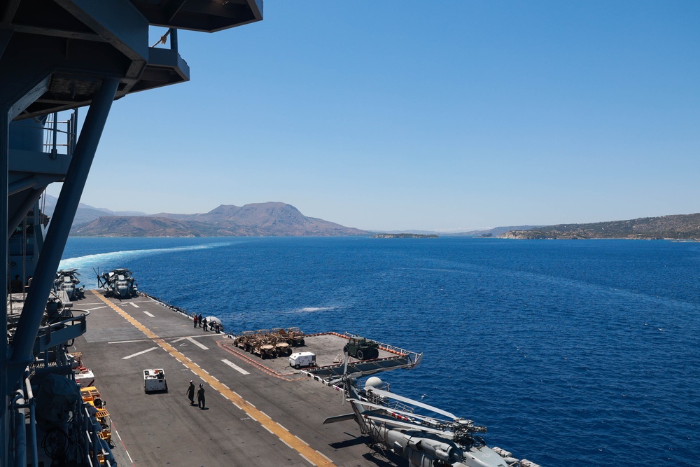 USS Bataan Departs Greece