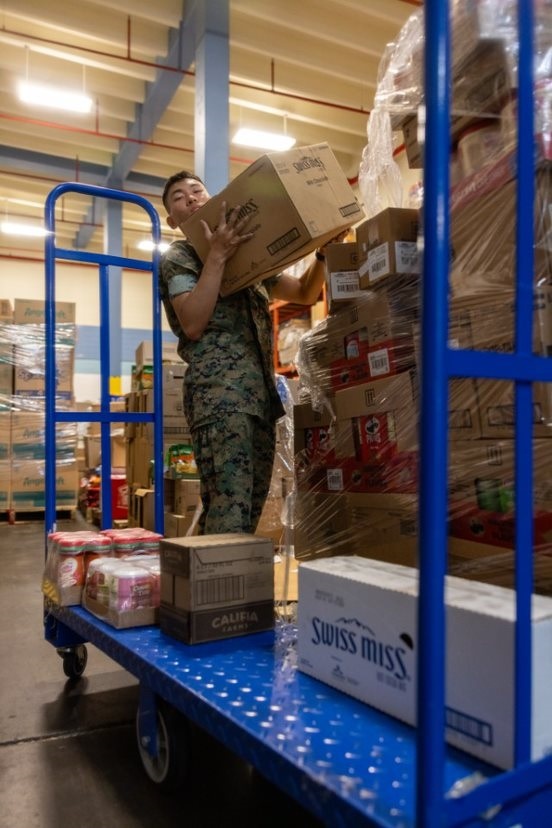 U.S. Marines Restock the Camp Foster Commissary after Typhoon Khanun