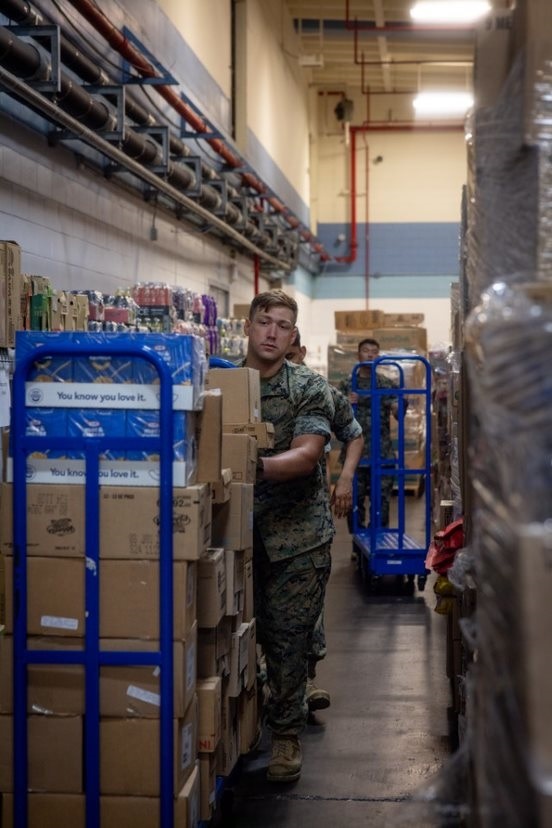 U.S. Marines Restock the Camp Foster Commissary after Typhoon Khanun