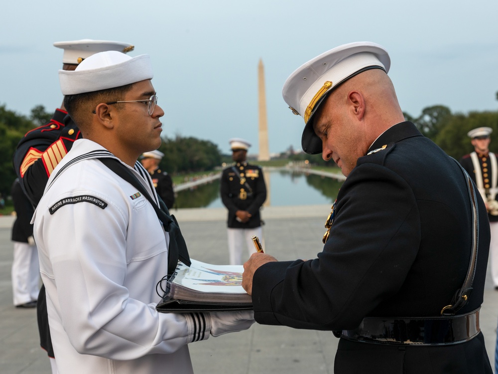 Lt. Gen. Bellon Hosts Marine Barracks Washington Sunset Parade