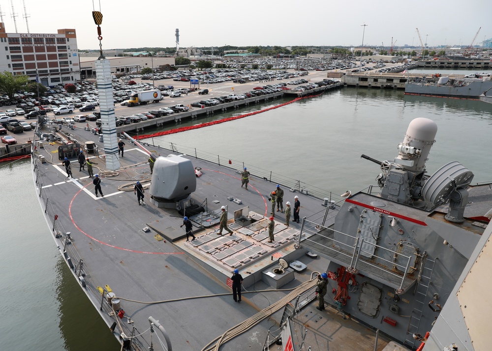 USS Porter, USNS William McLean Perform Vertical Launch System Re-Arm Demonstration