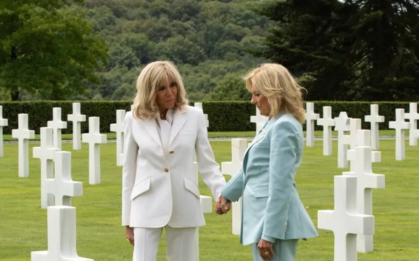 US First Lady Jill Biden and Brigitte Macron honor U.S. military fallen at Brittany American Cemetery in France