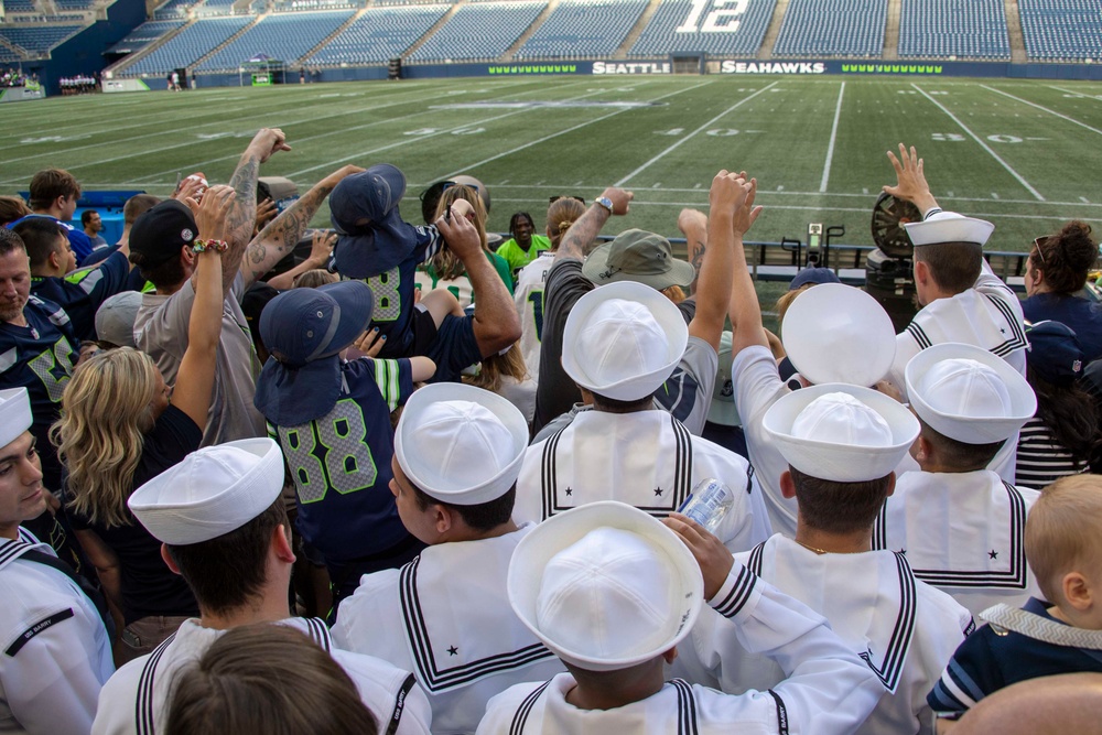 Sailors attend 2023 Seattle Seahawks Football Fest during Seattle Fleet Week