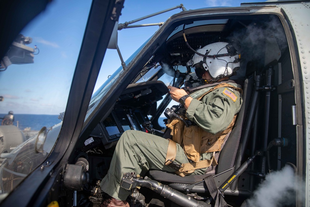 Lt. Garcia Conducts Pre-Flight Checks in MH-60R Sea Hawk