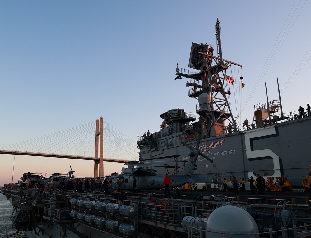 USS Bataan Transits Under The Friendship Bridge On The Suez Canal