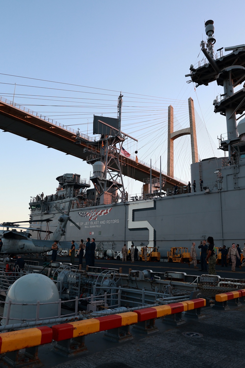 USS Bataan Transits Under The Friendship Bridge On The Suez Canal