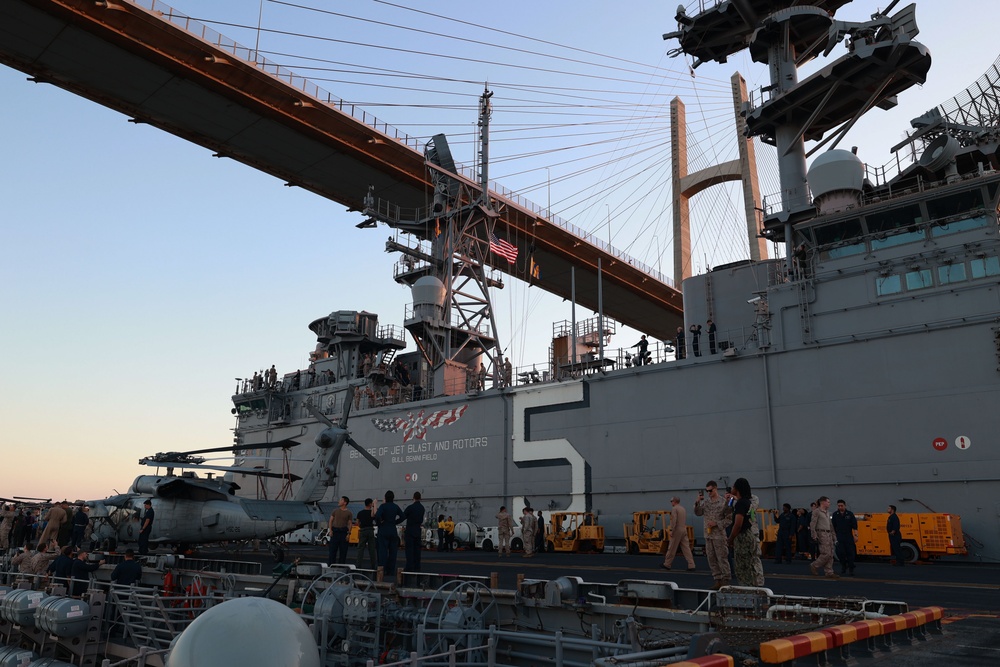 USS Bataan Transits Under The Friendship Bridge On The Suez Canal