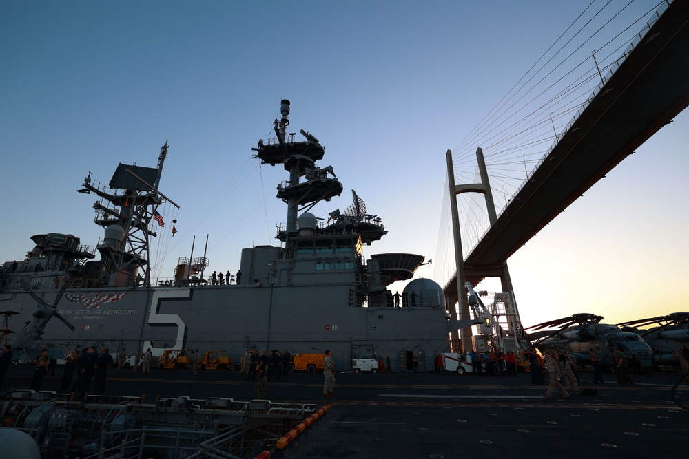 USS Bataan Transits Under The Friendship Bridge On The Suez Canal