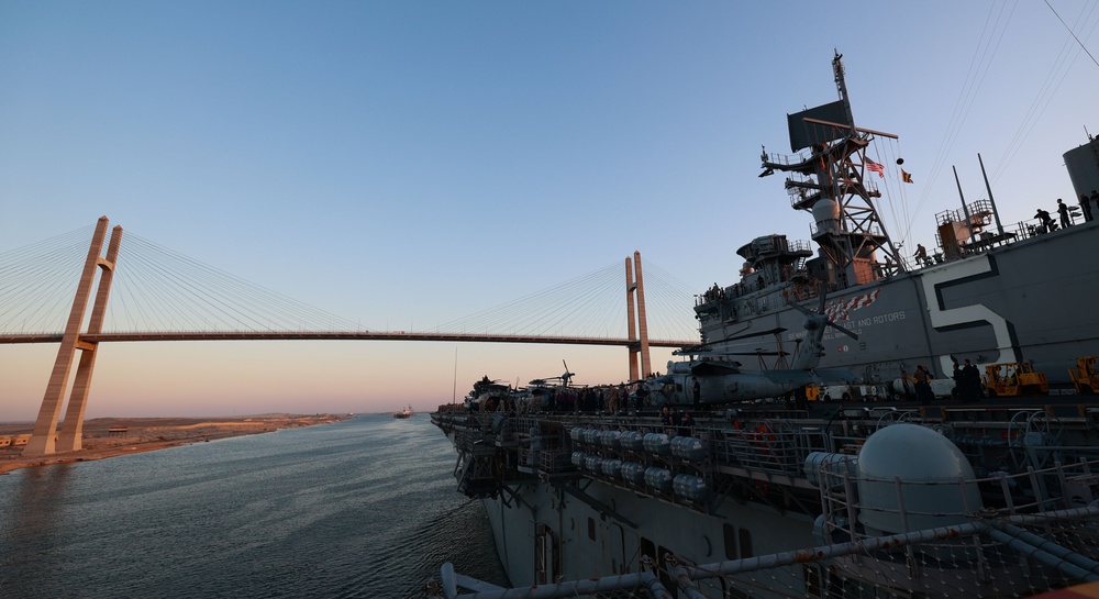 USS Bataan Transits Under The Friendship Bridge On The Suez Canal