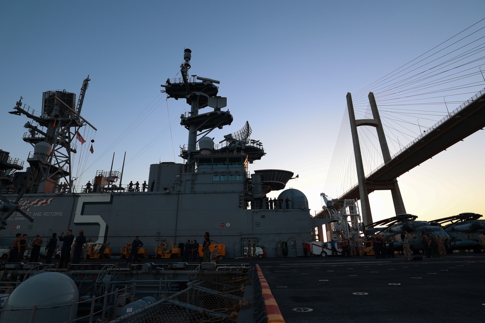 USS Bataan Transits Under The Friendship Bridge On The Suez Canal