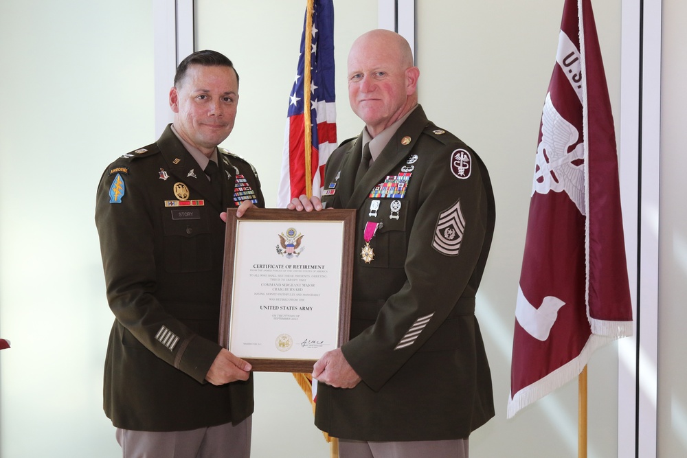 Weed ACH bids farewell to CSM during relinquishment of responsibility, retirement ceremonies