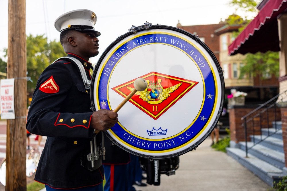 2nd Marine Aircraft Wing Band performs at the Pro Football Hall of Fame Enshrinement Festival Canton Repository Grand Parade