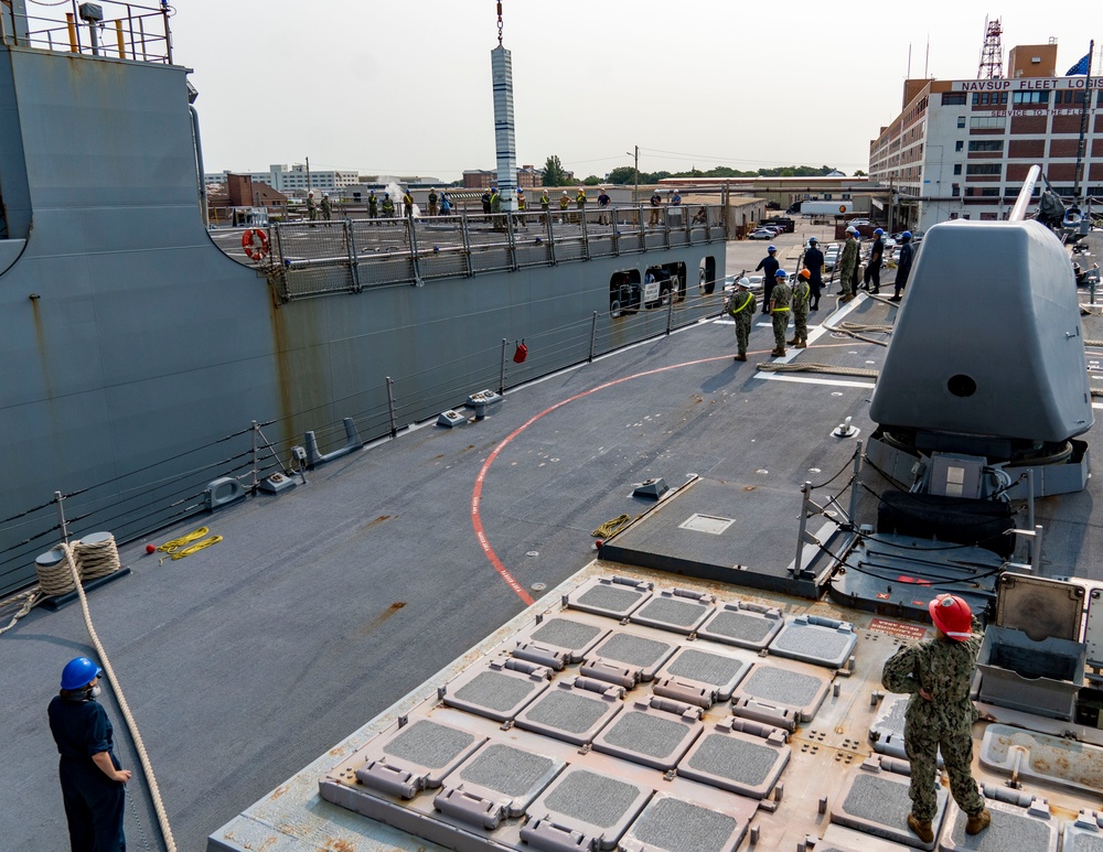 USS Porter Conducts VLS Rearm Event with USNS William Mclean