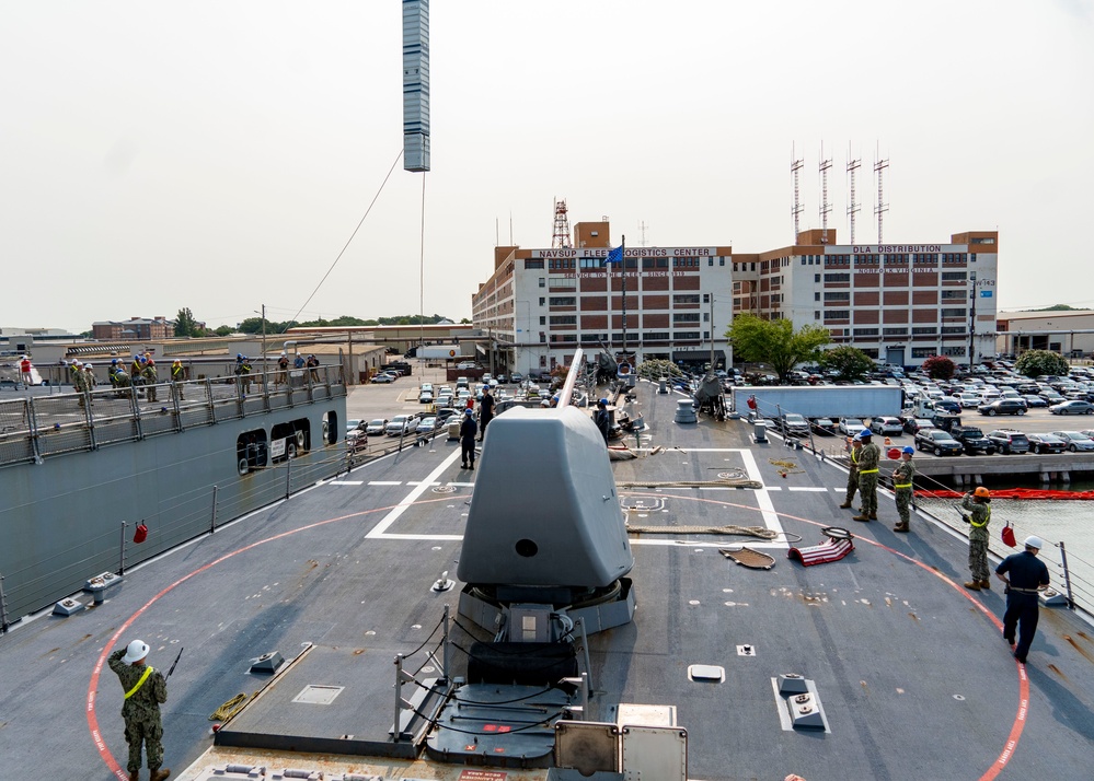 USS Porter Conducts VLS Rearm Event with USNS William Mclean