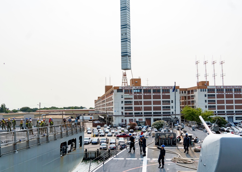 USS Porter Conducts VLS Rearm Event with USNS William Mclean