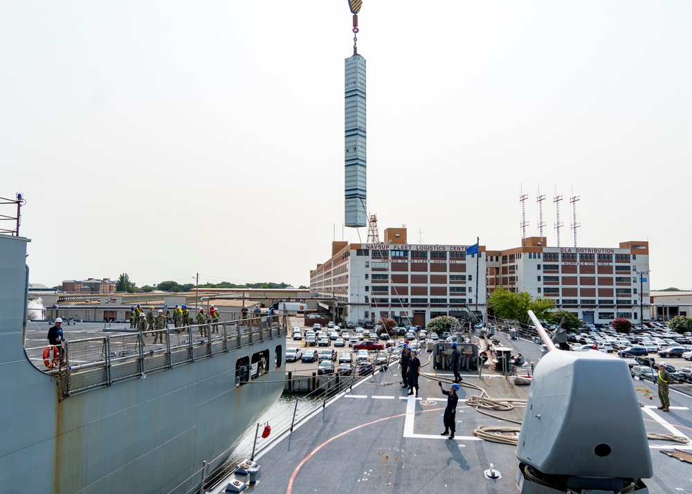 USS Porter Conducts VLS Rearm Event with USNS William Mclean