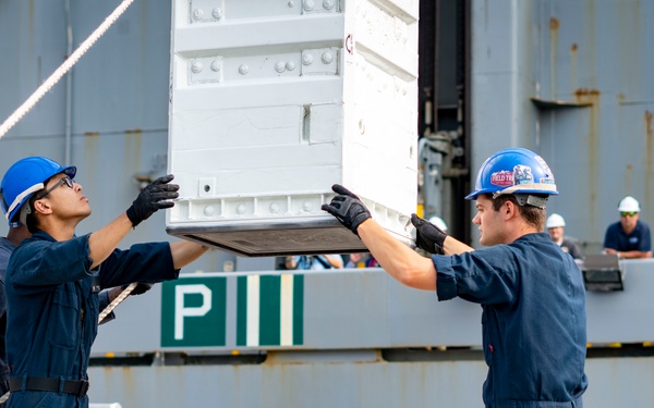 USS Porter Conducts VLS Rearm Event with USNS William Mclean