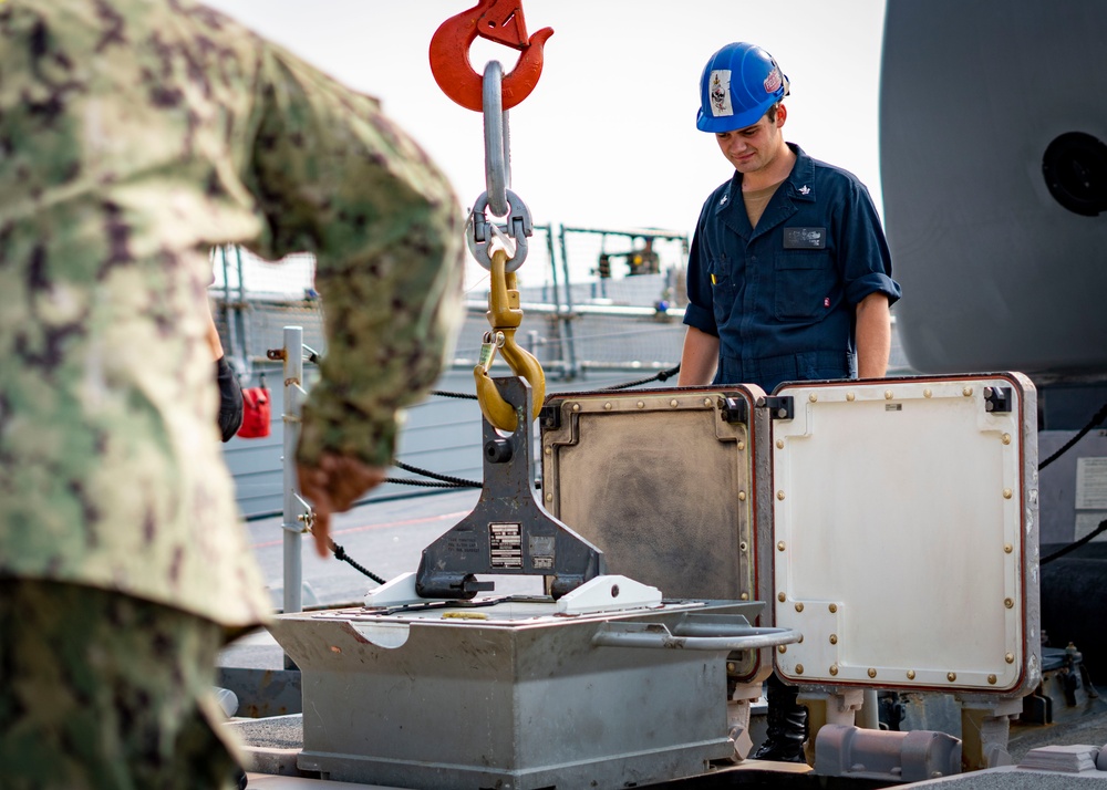 USS Porter Conducts VLS Rearm Event with USNS William Mclean