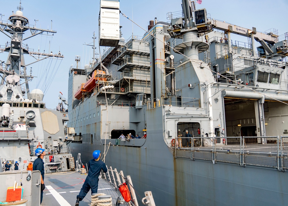 USS Porter Conducts VLS Rearm Event with USNS William Mclean