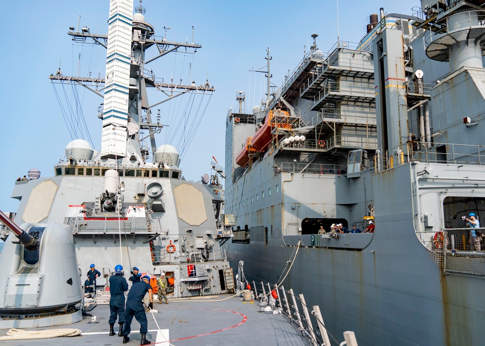 USS Porter Conducts VLS Rearm Event with USNS William Mclean