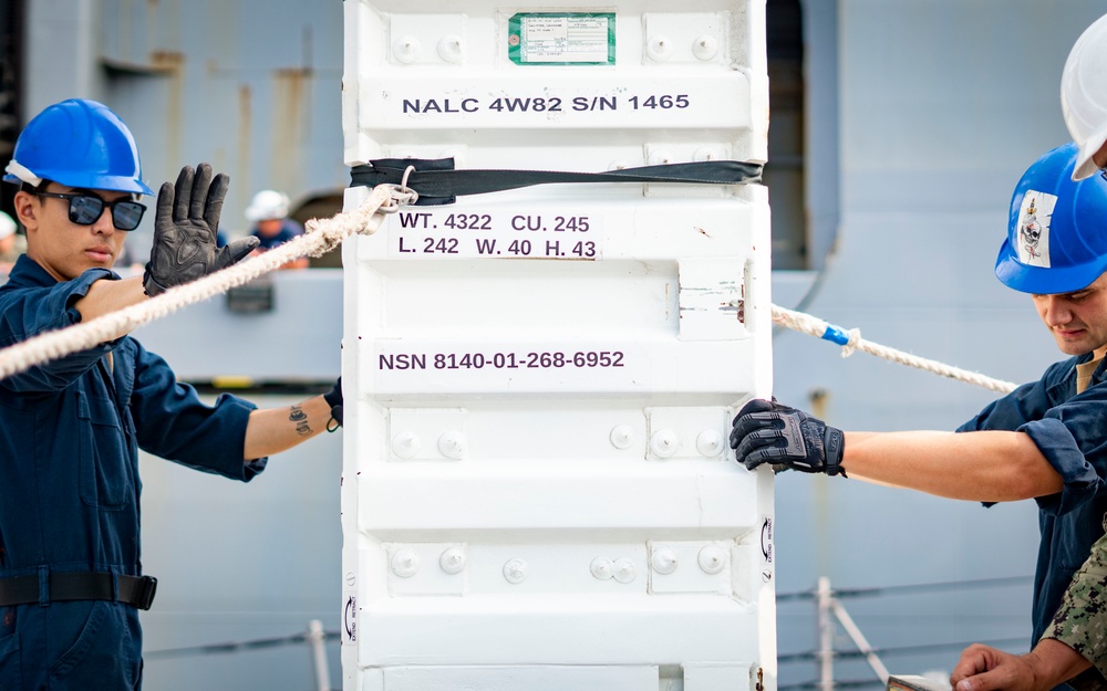 USS Porter Conducts VLS Rearm Event with USNS William Mclean