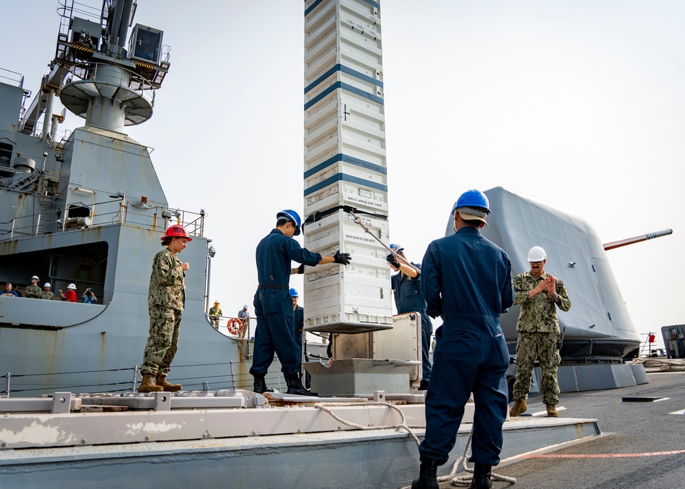 USS Porter Conducts VLS Rearm Event with USNS William Mclean