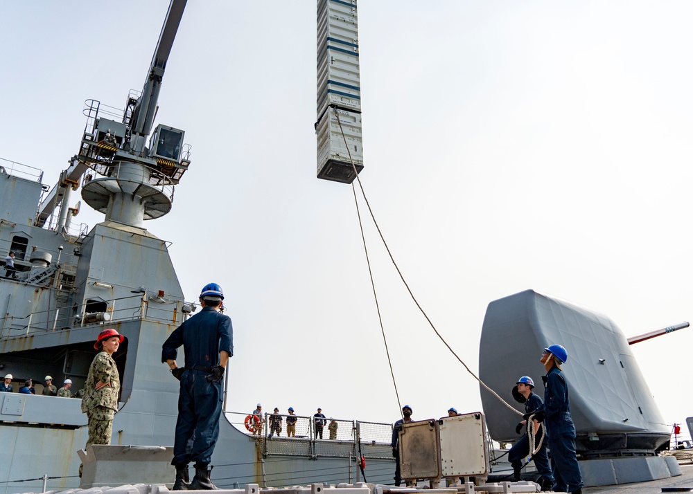 USS Porter Conducts VLS Rearm Event with USNS William Mclean